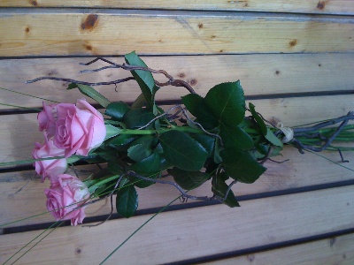 tied funeral roses